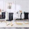 TopComfy Accent Chairs Set Of 2 Retro Alligator Skin Upholstered Dining Chairs Faux Leather Design For Dining Room, Black, 16.4"*22.4"*39.6" - 2 of 4