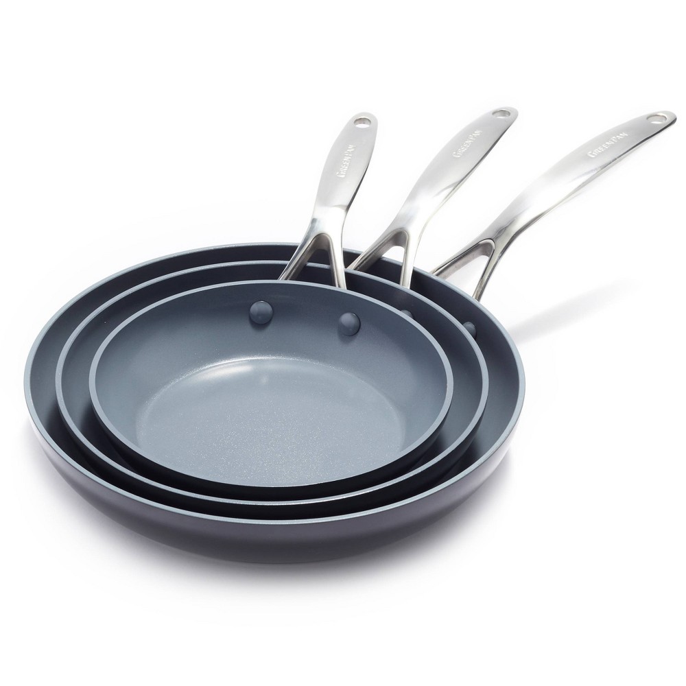 GreenPan Valencia Pro 8, 9.5 &amp; 11 Ceramic Frypan Set Black