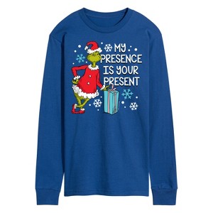 Men's - Dr. Seuss - The Grinch My Presence In Your Present Long Sleeve Graphic T-Shirt - 1 of 4