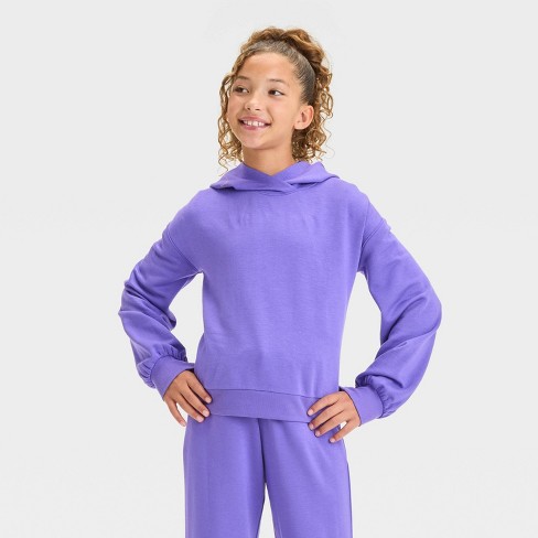 Girls Cozy Fleece Hoodie Sweatshirt All In Motion Purple L Target