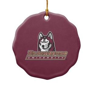 Bloomsburg University Primary Logo Porcelain Scalloped Holiday Christmas Tree Ornament  2.8" (7.1 cm) - 1 of 4