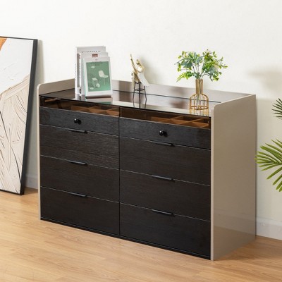 HDZNVF Modern 8 Drawers Black and Gray Dresser, Jewelry Dressers