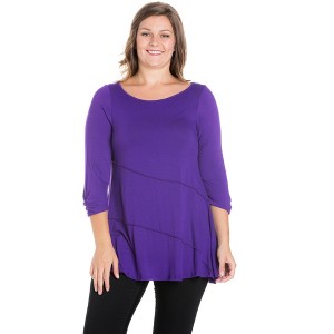 Plus Ruched Sleeve Swing Tunic Top - 24seven Comfort Apparel™ - 1 of 3