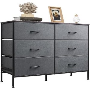 grey dresser tv stand Concetta 8-Drawer Fabric Dresser, Wide Chest of Drawers, TV Stand for Bedroom, Living Room, Gray, Size: 20 inch