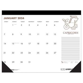 2024 House of Doolittle Zodiac 18.5" x 13" Monthly Desk Pad Calendar White/Black (1676-24)