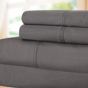 300-Thread Count Breathable Cotton Percale Deep Pocket Solid Bed Sheet Set by Blue Nile Mills - 1 of 4