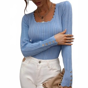 Women's Brooke Long Sleeve Ribbed Top With Button Detail - Miss Sparkling - 1 of 3