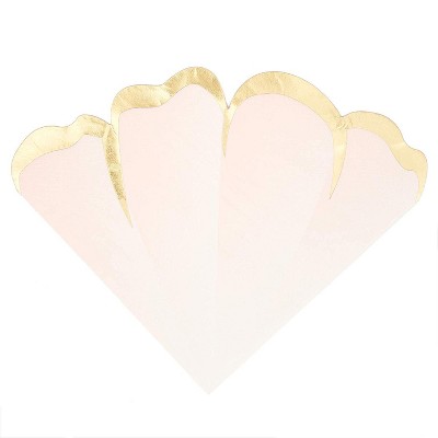 Blue Panda 50-Pack Flower Petal Disposable Paper Napkins Pink & Gold Foil Party Supplies