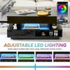 QingMoon Lift Top Coffee Table, High Gloss Center Table with Hidden Compartment, 2 Storage Drawers and Adjustable LED Lights for Living Room - 3 of 4