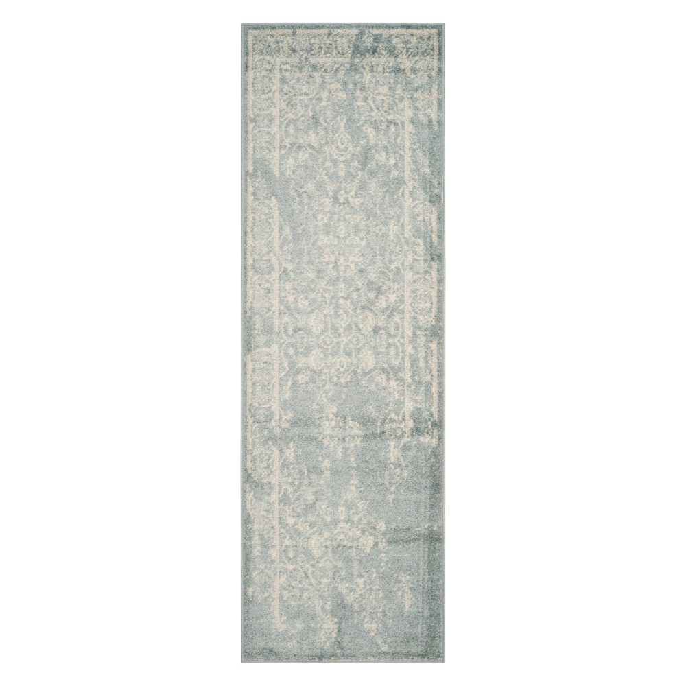 2'6inx10' Runner Medallion Slate/Ivory - Safavieh