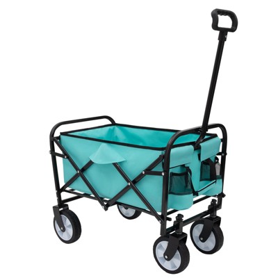 VisioGear Extention Collapsible Foldable Wagon Cart, Grocery Cart for for Camping Shopping Sports Gardeing Fishing, Blue, 25.98"*17.32"*37.4"