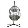 ELJGET Hanging Egg Chair with Stand, Indoor Outdoor Wicker Rattan Egg Swing Chair Hanging Basket Chair with Cushion Headrest - 2 of 4