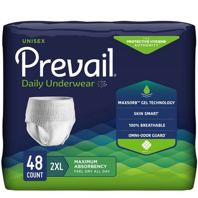 Prevail Daily Unisex Adult Incontinence Underwear, Pull On with Tear Away Seams, Extra Absorbency