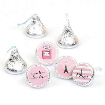 Big Dot of Happiness Paris, Ooh La La - Paris Baby Shower or Birthday Party Round Candy Sticker Favors - Labels Fits Chocolate Candy (1 sheet of 108)