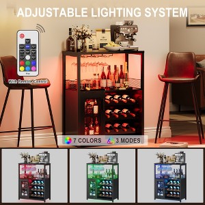 WATARRAN Coffee Bar Cabinet with Wine Rack and Glass Holder, Kitchen Sideboard Buffet Cabinet with Wine Rack Storage - 1 of 4