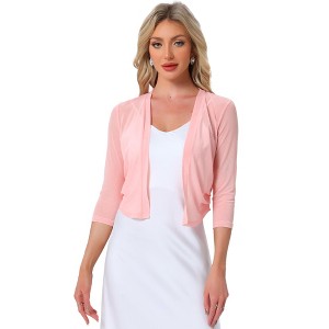 INSPIRE CHIC Women's 3/4 Sleeve Open Front Mesh Sheer Chiffon Bolero Shrug - 1 of 4