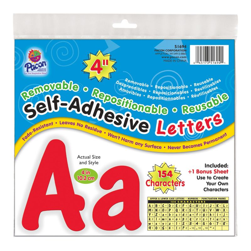 Pacon® Self-Adhesive Letters, Red, Cheery Font, 4", 154 Per Pack, 2 Packs, 2 of 4