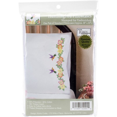 Tobin Stamped For Embroidery Pillowcase Pair 20"X30"-Hummingbird