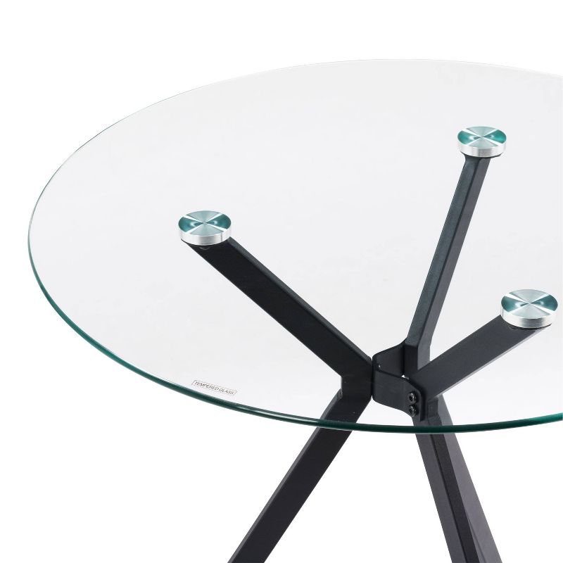 Lennox Glass Top Trestle Bistro Dining Table Black - CorLiving, 4 of 7