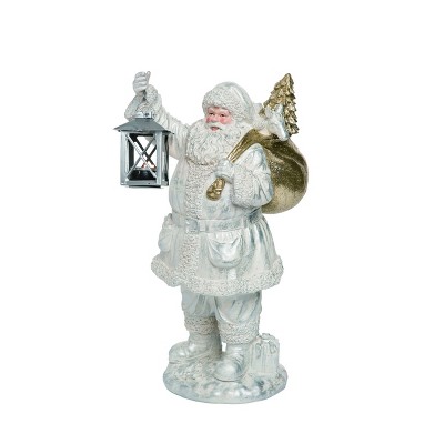 Transpac Resin 17 in. White Christmas Elegant Santa