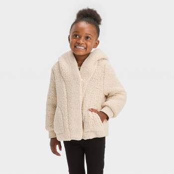 Toddler Girls' Solid Faux Shearling Jacket - Cat & Jack™ Off-White 3T
