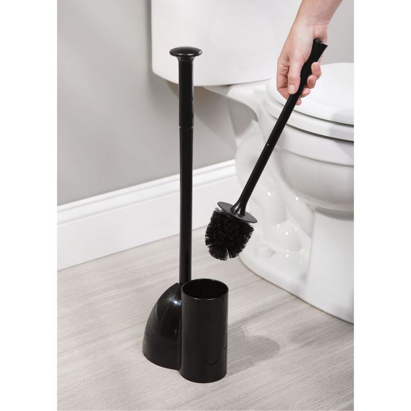 mDesign Multi-Piece Plastic Bathroom Set, Bowl Brush/Plunger and Trash Can, 3 of 9