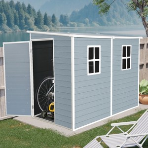 GDFStudio Stephen 4'x8' Resin Storage Shed with Two-Window - 1 of 4