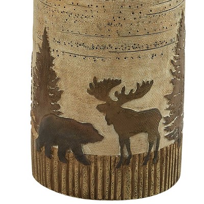 Rustic Brown and Tan Ceramic Soap Dispenser with Wildlife Design