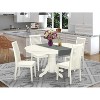 HomeStock 5-Piece Linen White Finish Solid Wood Top Dining table with 4 Chairs - 2 of 4