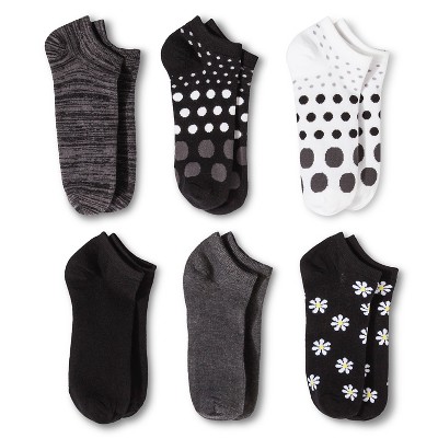 Women's Daisy 6pk Low Cut Socks - Xhilaration™ Black 4-10 : Target