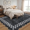 Large Area Rugs 9x12 Bordered Neutral Dining Room Rugs, Non-Shedding Scalloped Indoor Floor Cover, Easy Cleaning Soft Contemporary Accent Carpet - 3 of 4
