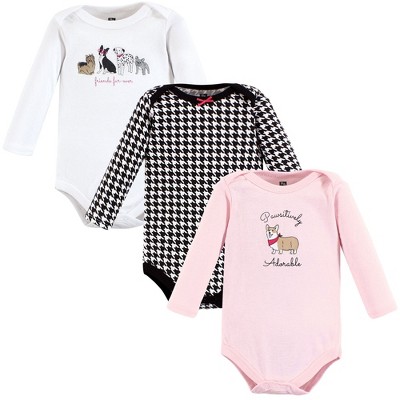 Hudson Baby Infant Girl Cotton Long-Sleeve Bodysuits, Girl Dogs 3-Pack