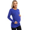 Clearlove Womens Maternity Shirt Fall Long Sleeve Crew Neck T-Shirts Pregnancy Clothes Side Ruched Tunic Tops - 3 of 4