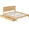 APRILSOUL Bed with Rattan Headboard, Two Storage Drawers, Rubber Wood Bed with Enhanced Support Salts and Feet - 4 of 4