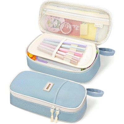 Paaaawaters Cute Pencil Case, Aesthetic Pen Pouch, Colored Large Pencil Bag with Zipper, Kawaii Stationery Storage and Organizer