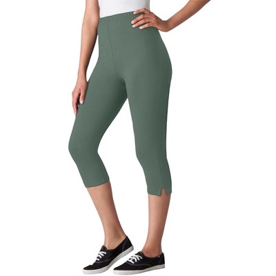 Woman Within Women's Plus Size Stretch Cotton Capri Legging