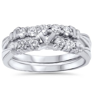 Pompeii3 3/4ct Prong Diamond Ring Set 14K White Gold - 1 of 4