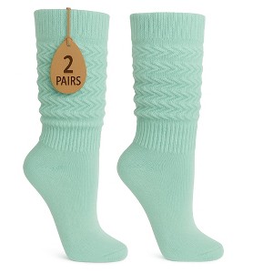 2 Pairs Women's Slouchy Scrunch Knee-High Boot Socks for Casual Wear and Comfort - 1 of 4