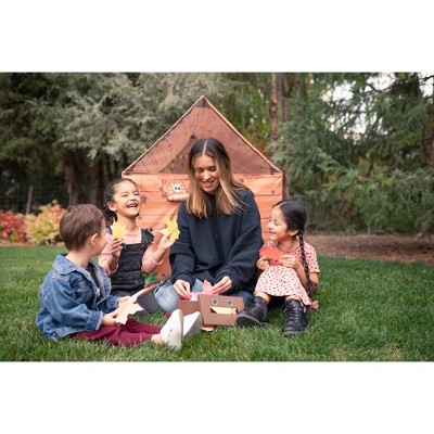 Brown Kids Clubhouse Tent with Secret Windows and Doors