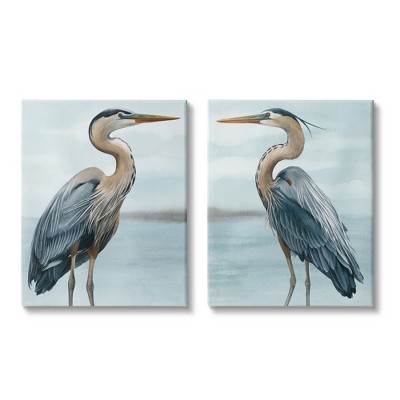 Stupell Industries Detailed Heron Bird Duo 2 Piece Canvas Wall Art Set