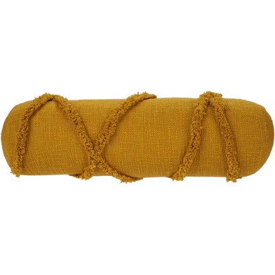 6"x20" Oversize Life Styles Distressed Diamond Cylinder Throw Pillow Mustard/Yellow - Mina Victory