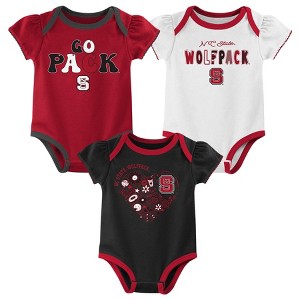 NCAA NC State Wolfpack Infant Girls' 3pk Bodysuit - 1 of 4