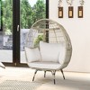Tangkula Patio Rattan Oversized Wicker Egg Chair Stationary Lounge Basket w/ 4 Soft Cushions - 2 of 4