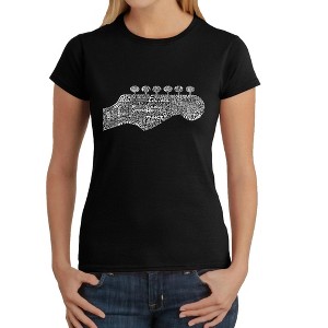 LA Pop Art Women's Word Art T-Shirt - Guitar Head - 1 of 4