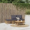 vidaXL 4-Piece Bamboo Patio Lounge Set with Comfortable Dark Grey Cushions - Durable Outdoor Furniture - Includes Strong Table for Meals and Decor - 2 of 4