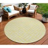 Yellow And Ivory Geometric Washable Indoor Outdoor Area Rug - 2 of 4