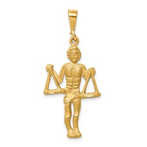 Black Bow Jewelry 14k Yellow Gold Large Libra the Scale Zodiac Pendant - 1 of 4
