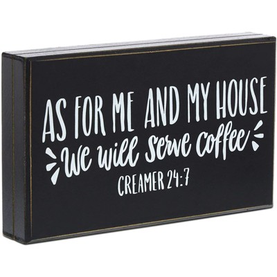 Farmlyn Creek Wooden Coffee Sign, As for Me and My House We Will Serve Coffee, Wall Decor (10 x 6 In)