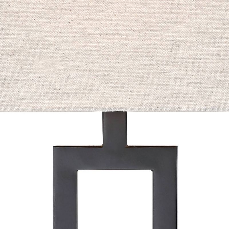 360 Lighting Aston 26" High Open Rectangle Modern Table Lamp Black Finish Metal Single Off-White Shade Living Room Bedroom Bedside Nightstand House, 3 of 8