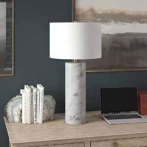 Hudson and Canal 30" Tall Table Lamp with Fabric Shade - 1 of 4